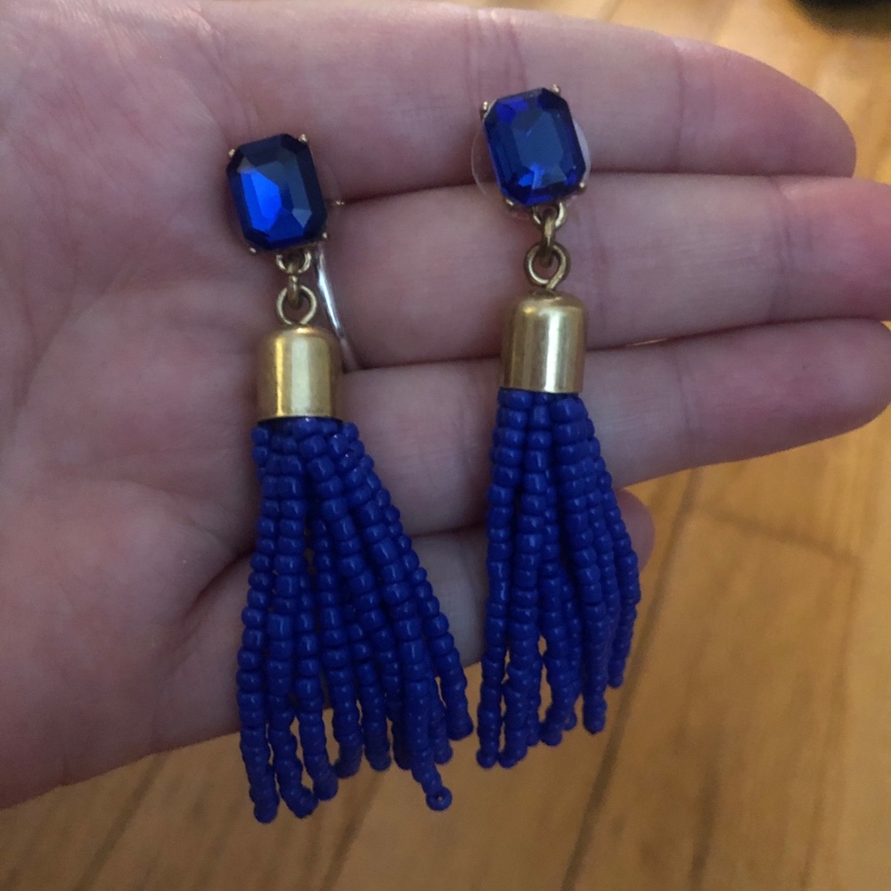 J. Crew blue tassel earrings
